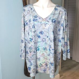 Blue Floral Dressy Top Fashion Bug